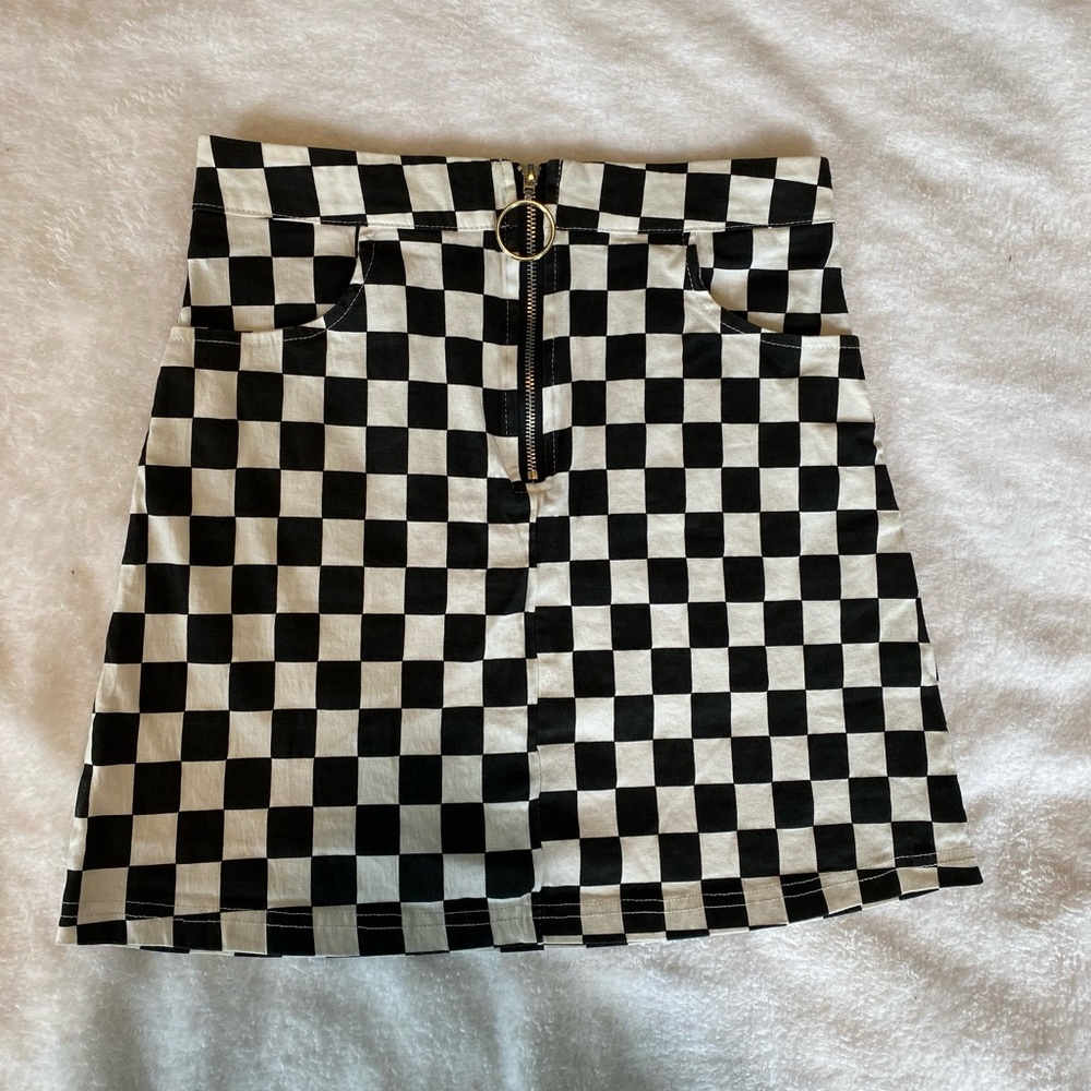 black & white checkered skirt